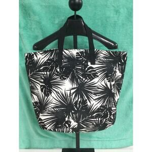 JADEtribe Canvas Tote Bag Black and White Palm Magnet Closure